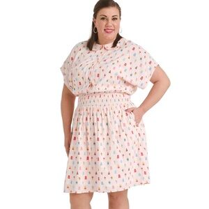 Eshackti dress size 18W ice cream print cinched waist button down top